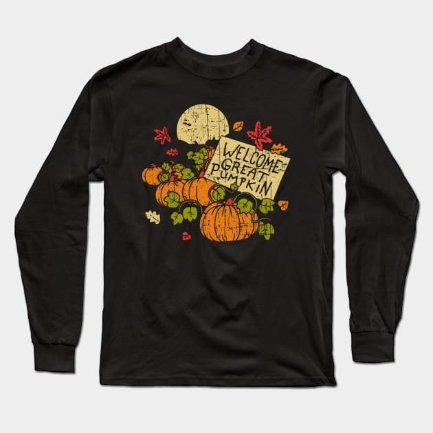 Vintage Great Pumpkin Long Sleeve T-Shirt by Mesrabersama